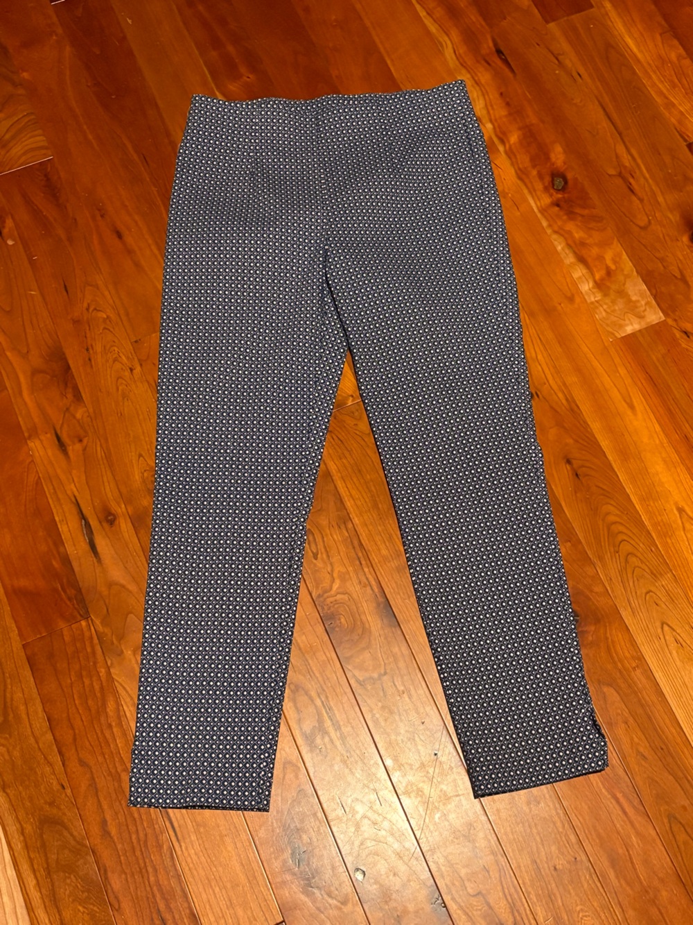Tribal Navy and White Ankle Crop Patterned Pants